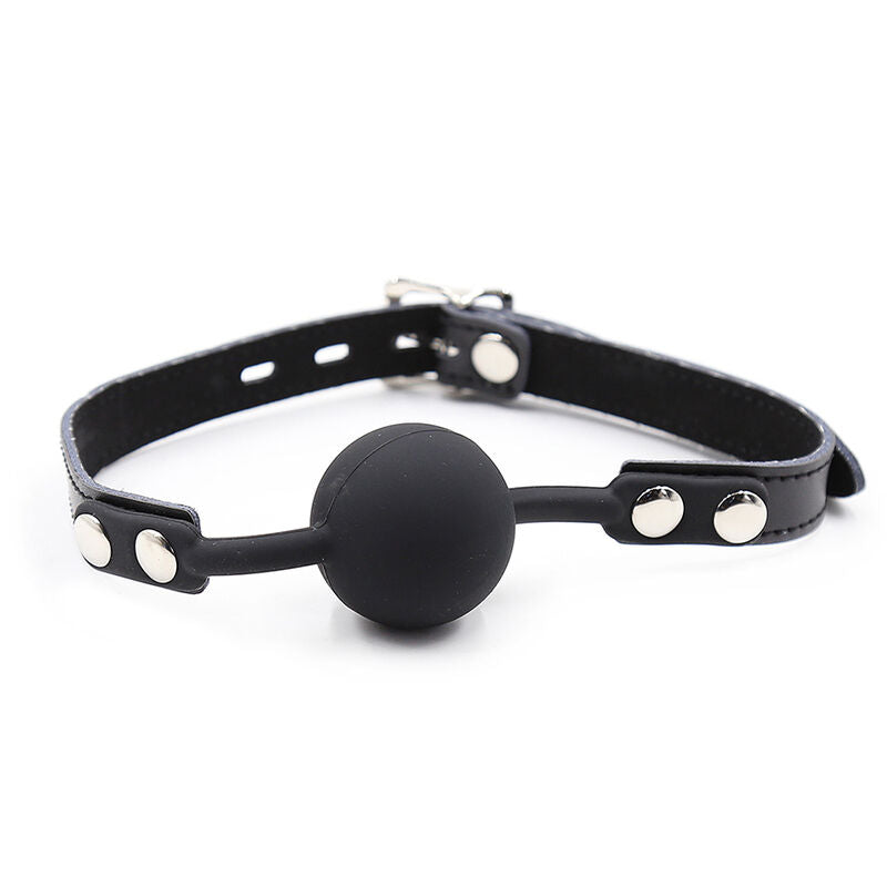 OHMAMA FETISH - SILICONE BALL GAG WITH LEATHER BELT (PADLOCK INCLUDED) - ToysByMonk