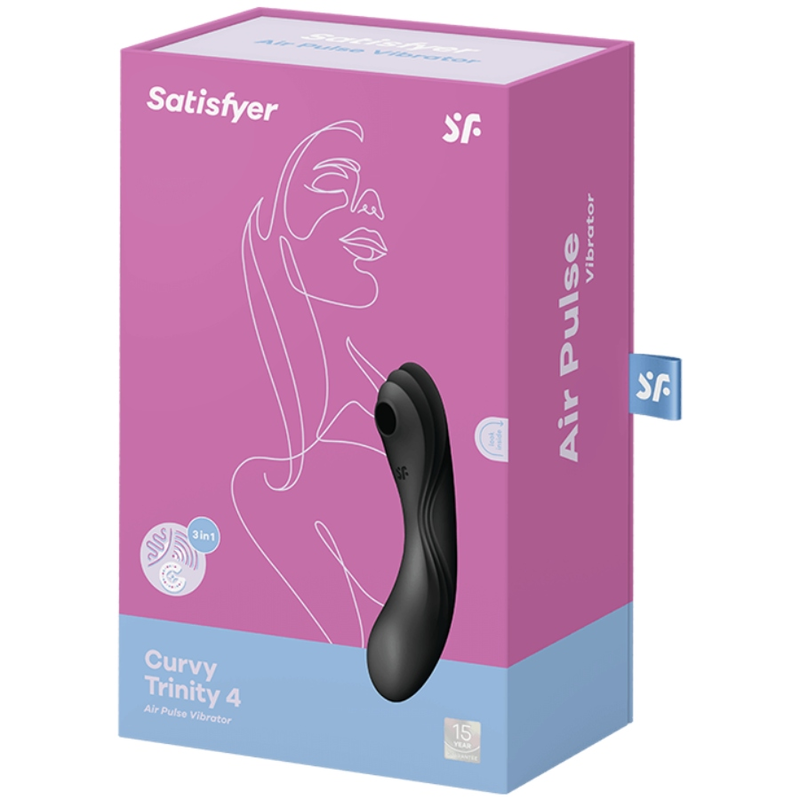 SATISFYER - CURVY TRINITY 4 AIR PULSE VIBRATOR BLACK - ToysByMonk