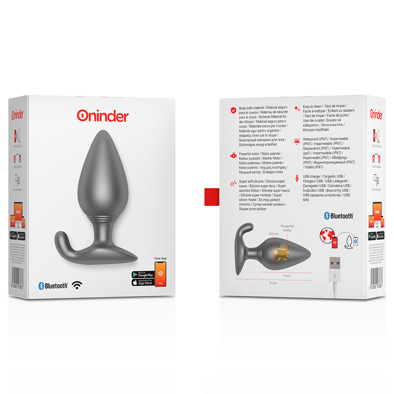 ONINDER - RIO VIBRATING ANAL PLUG BLACK - FREE APP - ToysByMonk