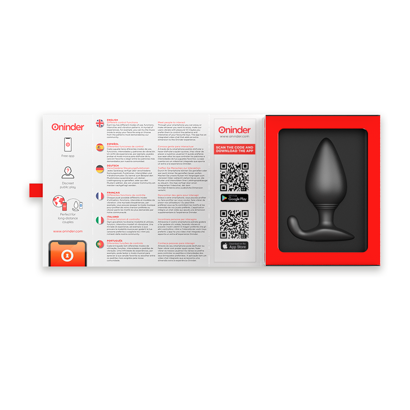 ONINDER - RIO VIBRATING ANAL PLUG BLACK - FREE APP ONINDER