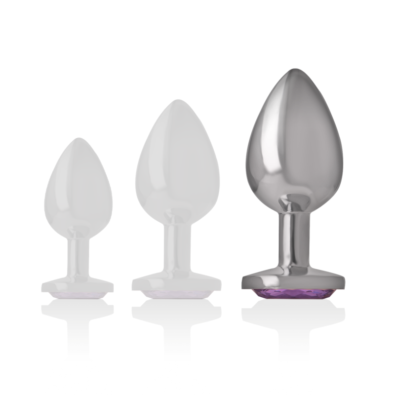 INTENSE - ALUMINUM METAL ANAL PLUG WITH VIOLET CRYSTAL SIZE L INTENSE ANAL TOYS