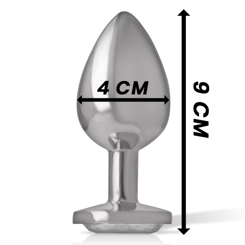 INTENSE - ALUMINUM METAL ANAL PLUG WITH SILVER CRYSTAL SIZE L - ToysByMonk