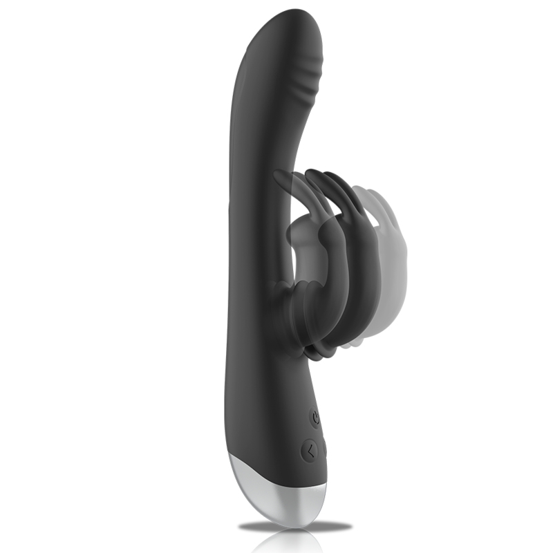 BLACK&SILVER - DJ. ADAM RECHARGEABLE SILICONE RABBIT STIMULATOR BLACK - ToysByMonk