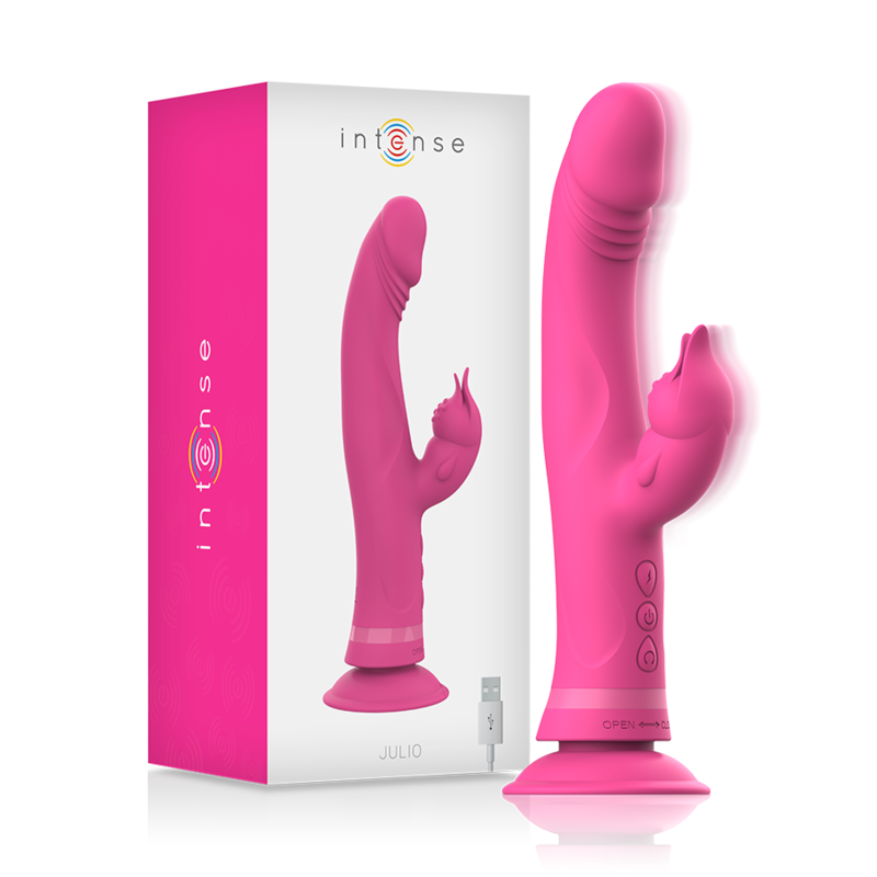 INTENSE - JULIO RABBIT VIBRATOR PINK SILICONE - ToysByMonk
