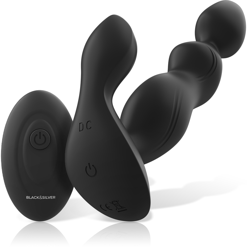 BLACK&SILVER - CORA ANAL PLUG SILICONE REMOTE CONTROL BLACK&SILVER