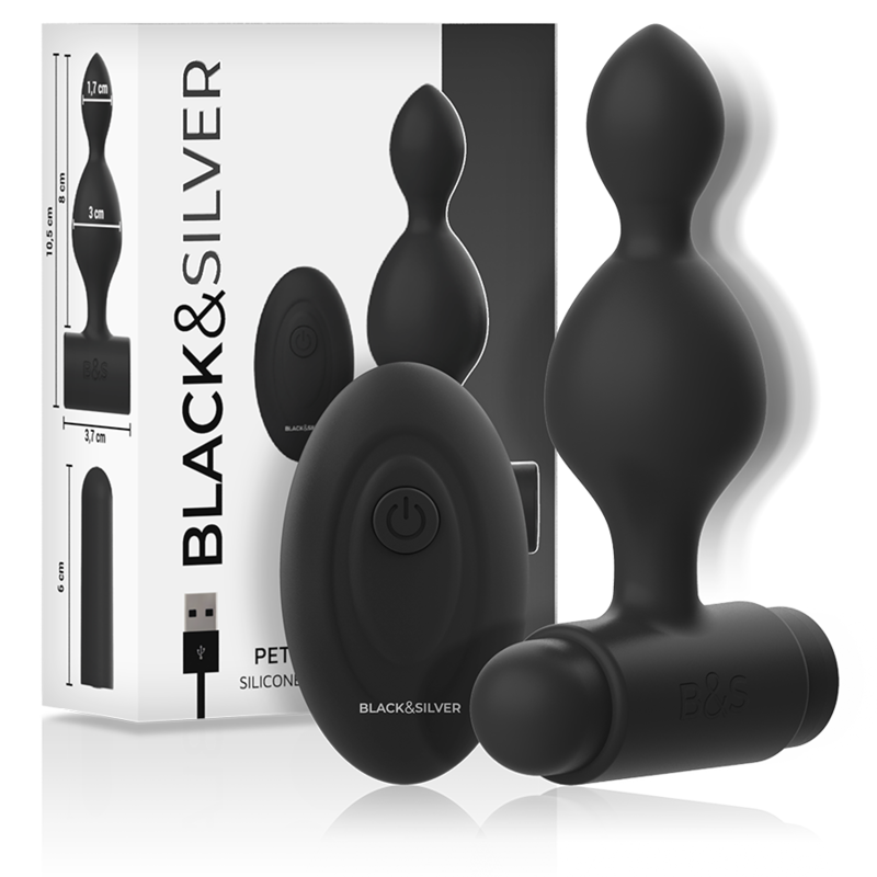 BLACK&SILVER - TUCKER SMALL SILICONE ANAL PLUG REMOTE CONTROL - ToysByMonk