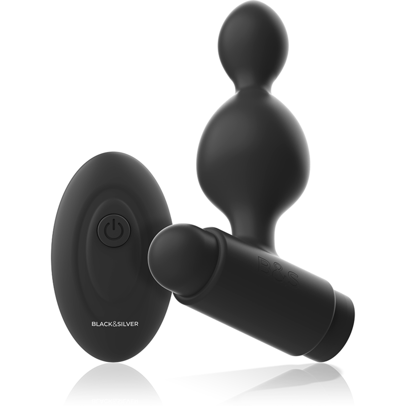 BLACK&SILVER - TUCKER SMALL SILICONE ANAL PLUG REMOTE CONTROL - ToysByMonk