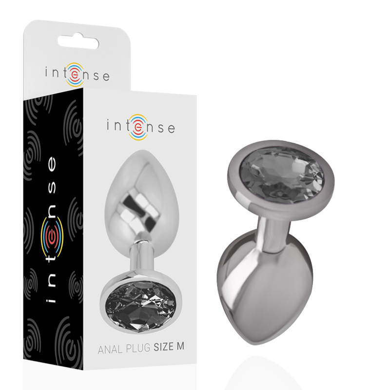 INTENSE - ALUMINUM METAL ANAL PLUG WITH BLACK GLASS SIZE M INTENSE ANAL TOYS