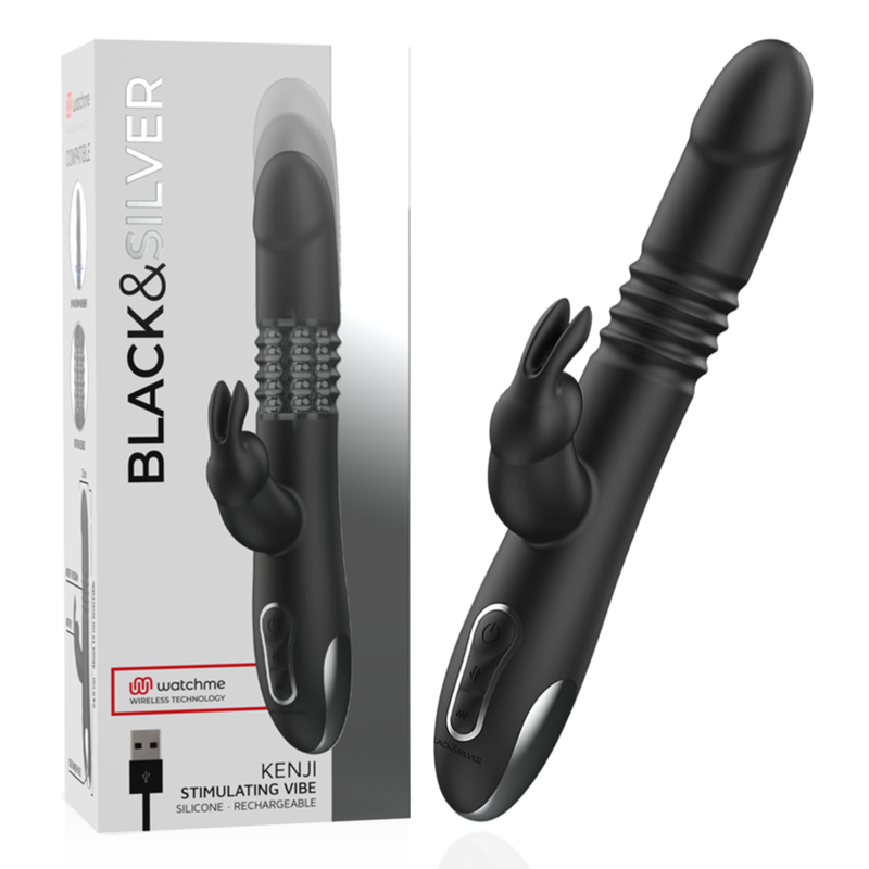 BLACK&SILVER - KENJI STIMULATING VIBE COMPATIBLE WITH WATCHME WIRELESS TECHNOLOGY - ToysByMonk