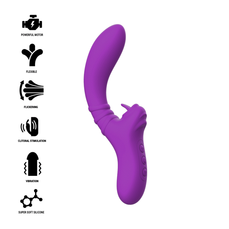 INTENSE - HARRY FLEXIBLE VIBRATOR WITH PURPLE TONGUE - ToysByMonk