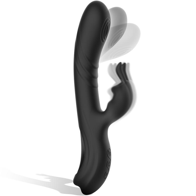 BLACK&SILVER - JAMIE RECHARGEABLE SILICONE RABBIT STIMULATOR BLACK - ToysByMonk