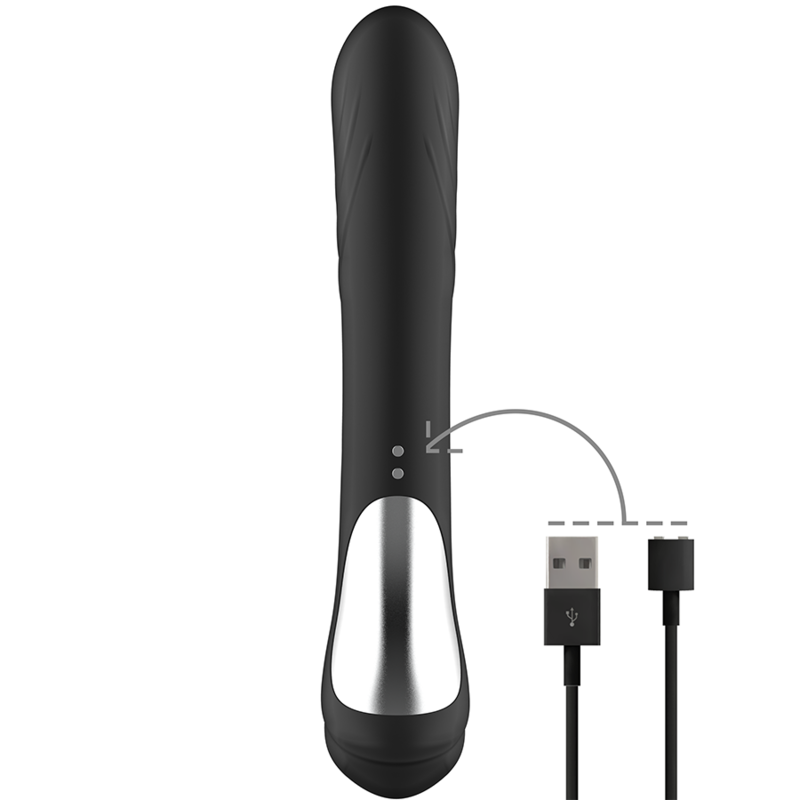 BLACK&SILVER - JAMIE RECHARGEABLE SILICONE RABBIT STIMULATOR BLACK - ToysByMonk
