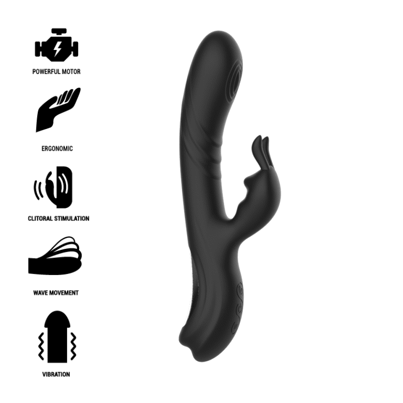 BLACK&SILVER - JAMIE RECHARGEABLE SILICONE RABBIT STIMULATOR BLACK - ToysByMonk