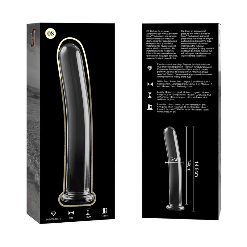 NEBULA SERIES BY IBIZA - MODEL 8 DILDO BOROSILICATE GLASS CLEAR 14.5 CM -O- 2 CM - ToysByMonk