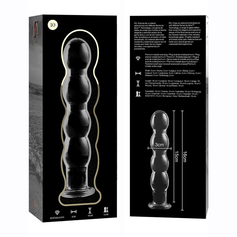 NEBULA SERIES BY IBIZA - MODEL 10 DILDO BOROSILICATE GLASS CLEAR 16.5 CM -O- 3.5 CM - ToysByMonk