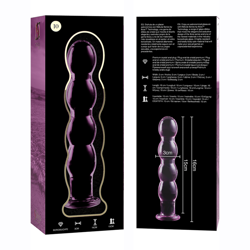 NEBULA SERIES BY IBIZA - MODEL 10 DILDO BOROSILICATE GLASS CLEAR 16.5 CM -O- 3.5 CM - ToysByMonk