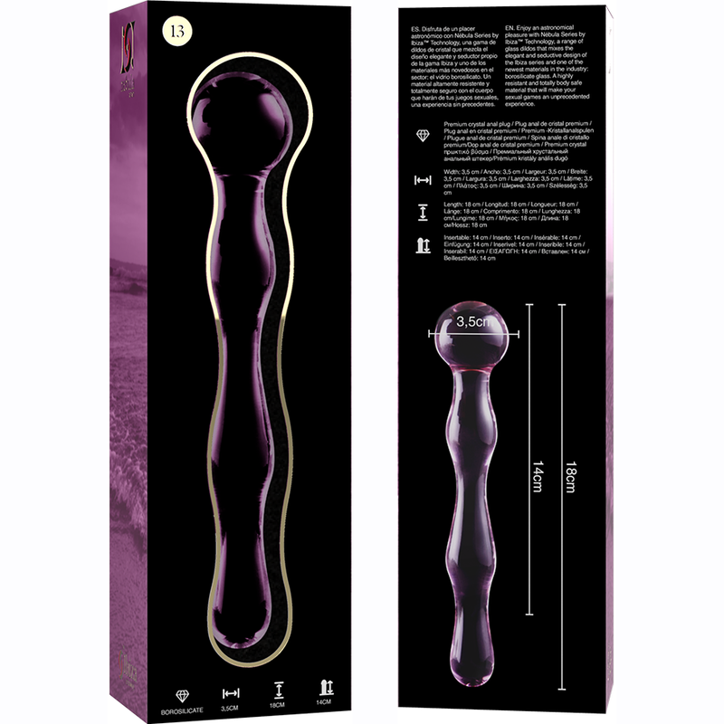 NEBULA SERIES BY IBIZA - MODEL 13 DILDO BOROSILICATE GLASS CLEAR 18 CM -O- 3.5 CM - ToysByMonk