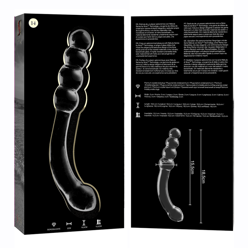 NEBULA SERIES BY IBIZA - MODEL 14 DILDO BOROSILICATE GLASS CLEAR 18.5 CM -O- 3 CM - ToysByMonk