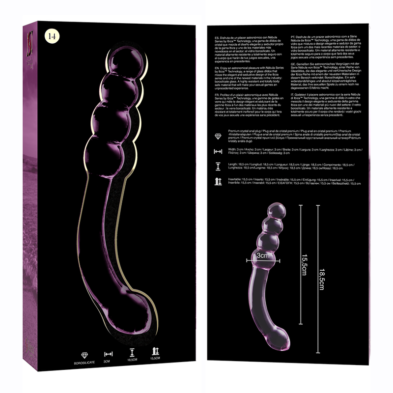 NEBULA SERIES BY IBIZA - MODEL 14 DILDO BOROSILICATE GLASS CLEAR 18.5 CM -O- 3 CM - ToysByMonk