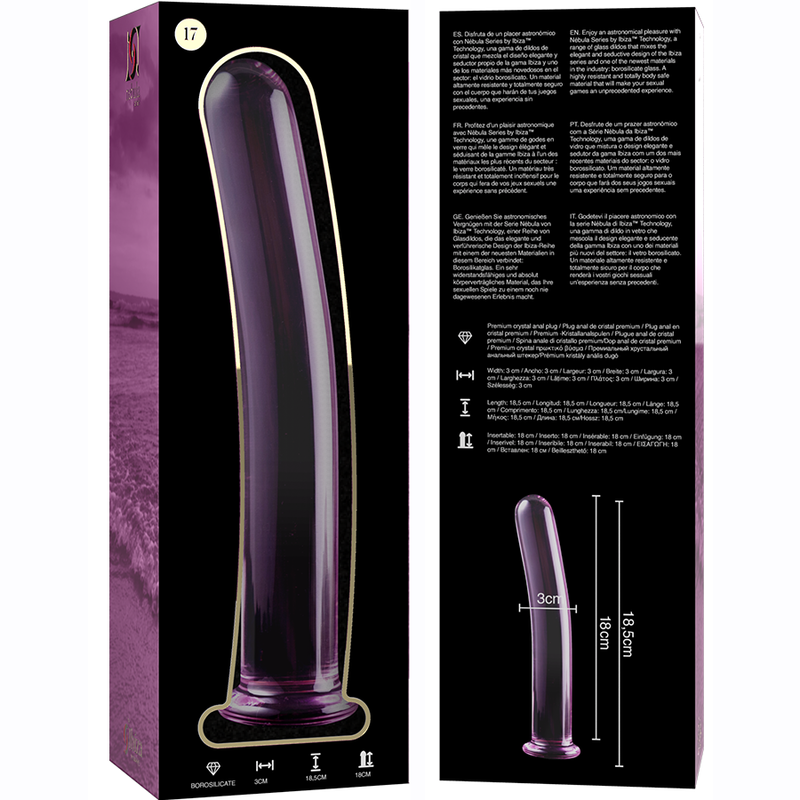 NEBULA SERIES BY IBIZA - MODEL 17 DILDO BOROSILICATE GLASS CLEAR 18.5 CM -O- 3 CM - ToysByMonk