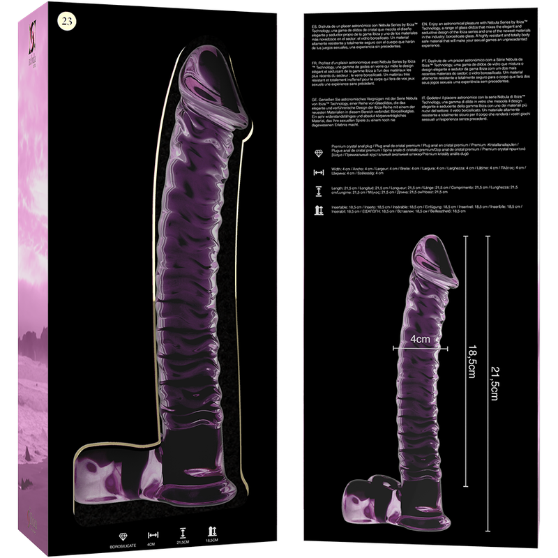 NEBULA SERIES BY IBIZA - MODEL 23 DILDO BOROSILICATE GLASS CLEAR 21.5 CM -O- 4 CM - ToysByMonk