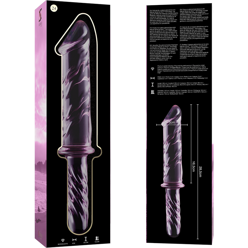 NEBULA SERIES BY IBIZA - MODEL 24 DILDO BOROSILICATE GLASS CLEAR 28.5 CM -O- 5 CM - ToysByMonk