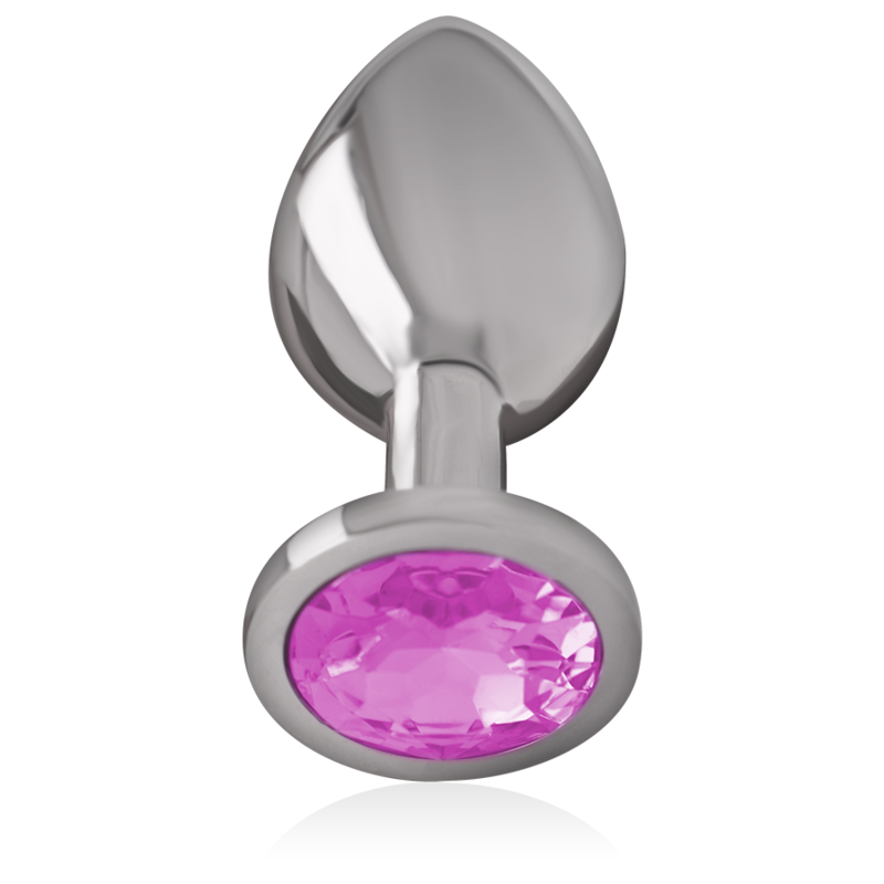 INTENSE - ALUMINUM METAL ANAL PLUG WITH PINK CRYSTAL SIZE L - ToysByMonk