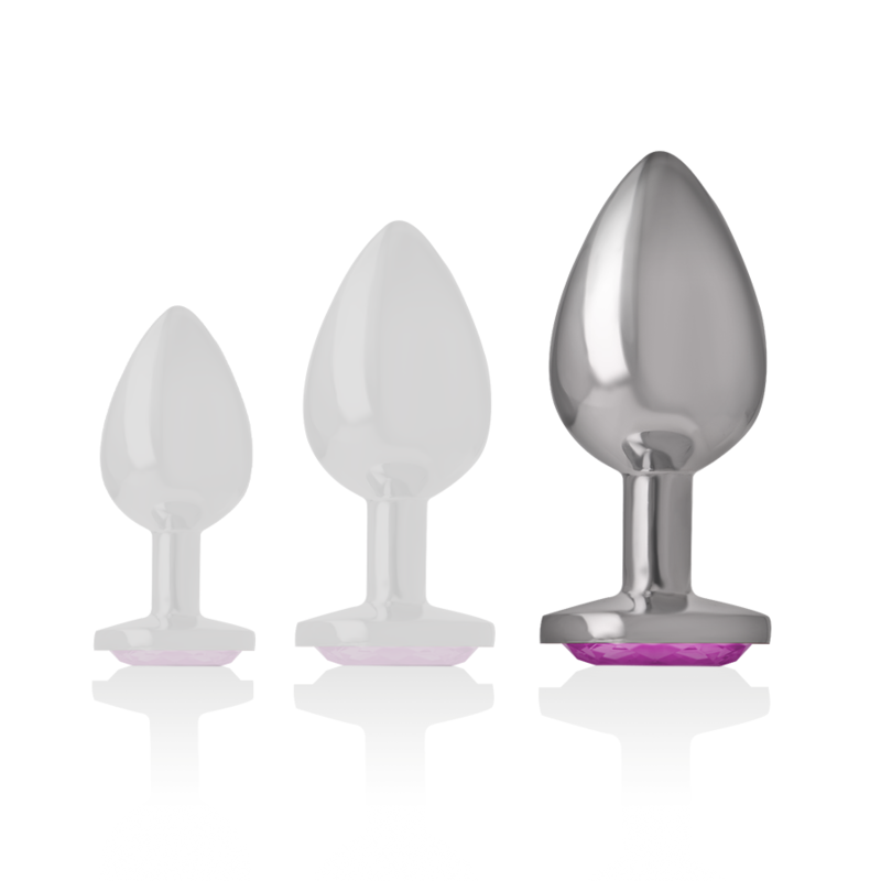 INTENSE - ALUMINUM METAL ANAL PLUG WITH PINK CRYSTAL SIZE L - ToysByMonk