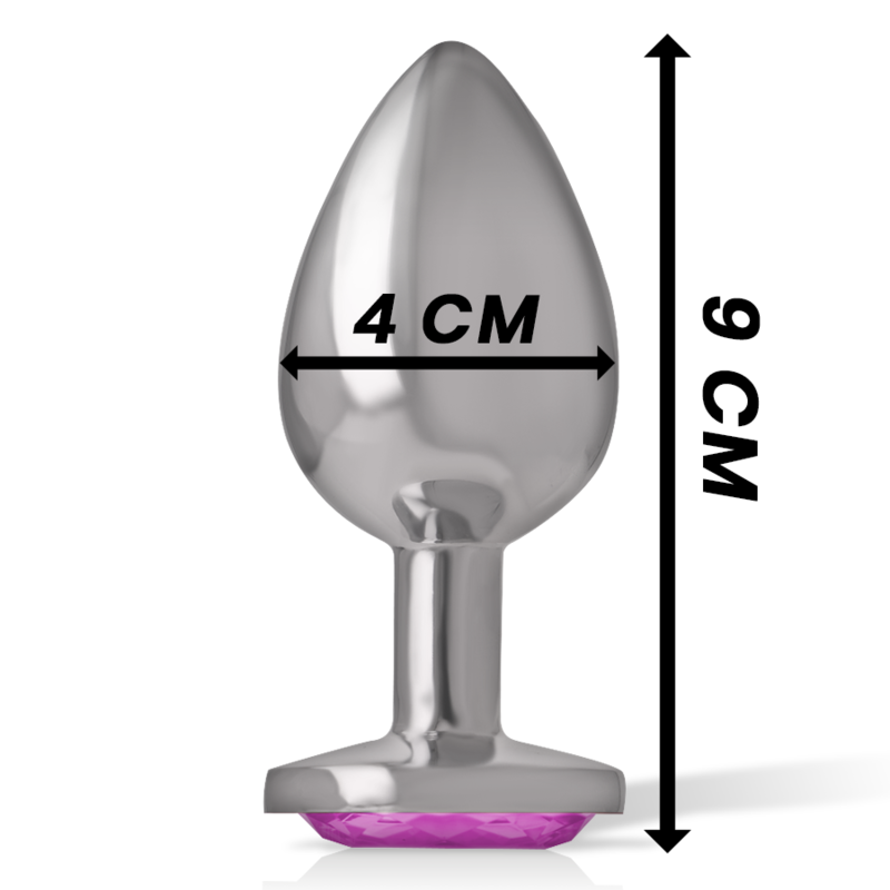 INTENSE - ALUMINUM METAL ANAL PLUG WITH PINK CRYSTAL SIZE L - ToysByMonk