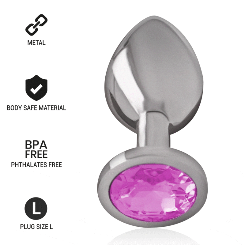INTENSE - ALUMINUM METAL ANAL PLUG WITH PINK CRYSTAL SIZE L - ToysByMonk