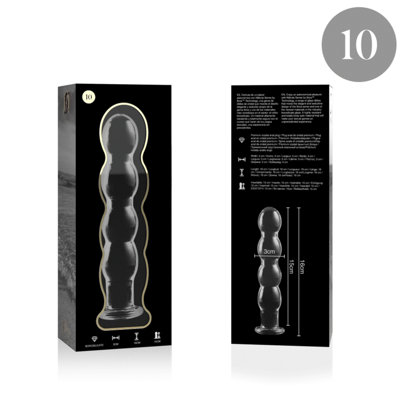 NEBULA SERIES BY IBIZA - MODEL 10 DILDO BOROSILICATE GLASS CLEAR 16.5 CM -O- 3.5 CM - ToysByMonk
