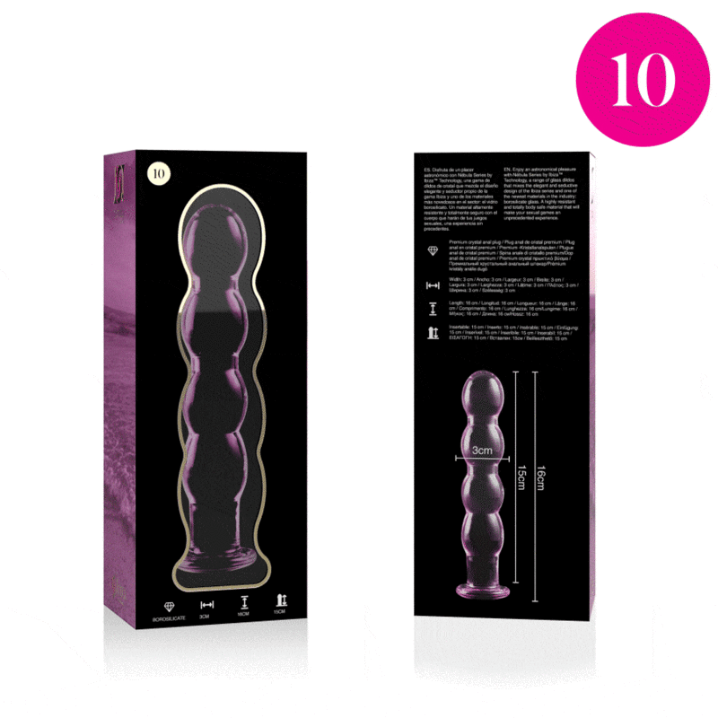 NEBULA SERIES BY IBIZA - MODEL 10 DILDO BOROSILICATE GLASS CLEAR 16.5 CM -O- 3.5 CM - ToysByMonk