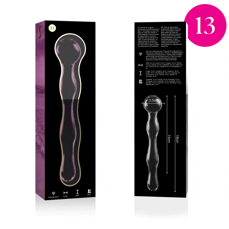 NEBULA SERIES BY IBIZA - MODEL 13 DILDO BOROSILICATE GLASS CLEAR 18 CM -O- 3.5 CM - ToysByMonk