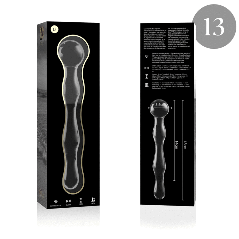 NEBULA SERIES BY IBIZA - MODEL 13 DILDO BOROSILICATE GLASS CLEAR 18 CM -O- 3.5 CM - ToysByMonk