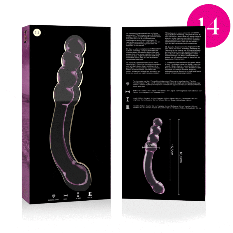 NEBULA SERIES BY IBIZA - MODEL 14 DILDO BOROSILICATE GLASS CLEAR 18.5 CM -O- 3 CM - ToysByMonk