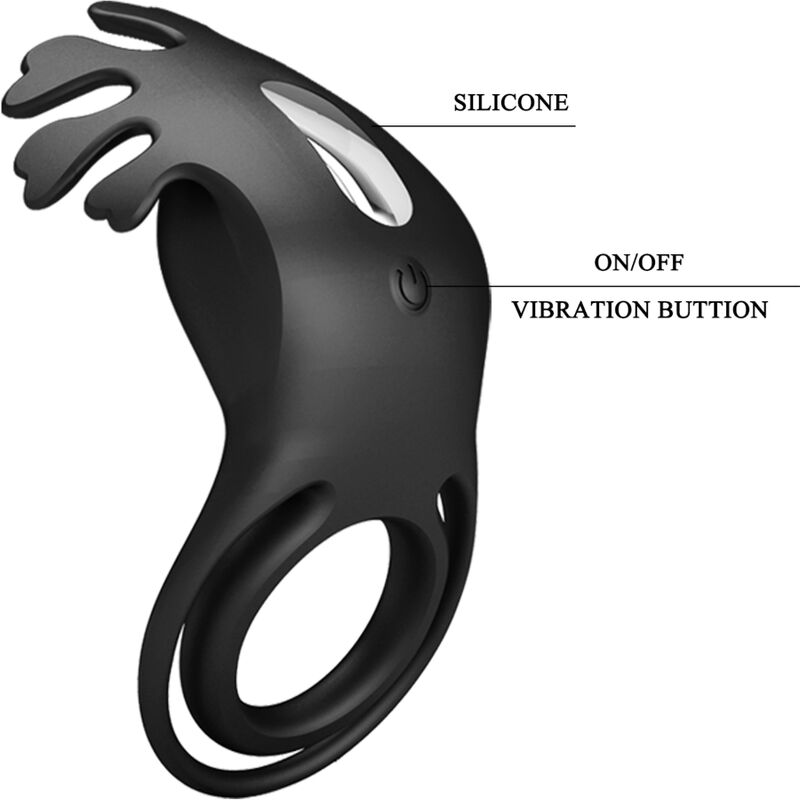 PRETTY LOVE - RUBEN VIBRATOR RING 7 VIBRATIONS BLACK SILICONE - ToysByMonk