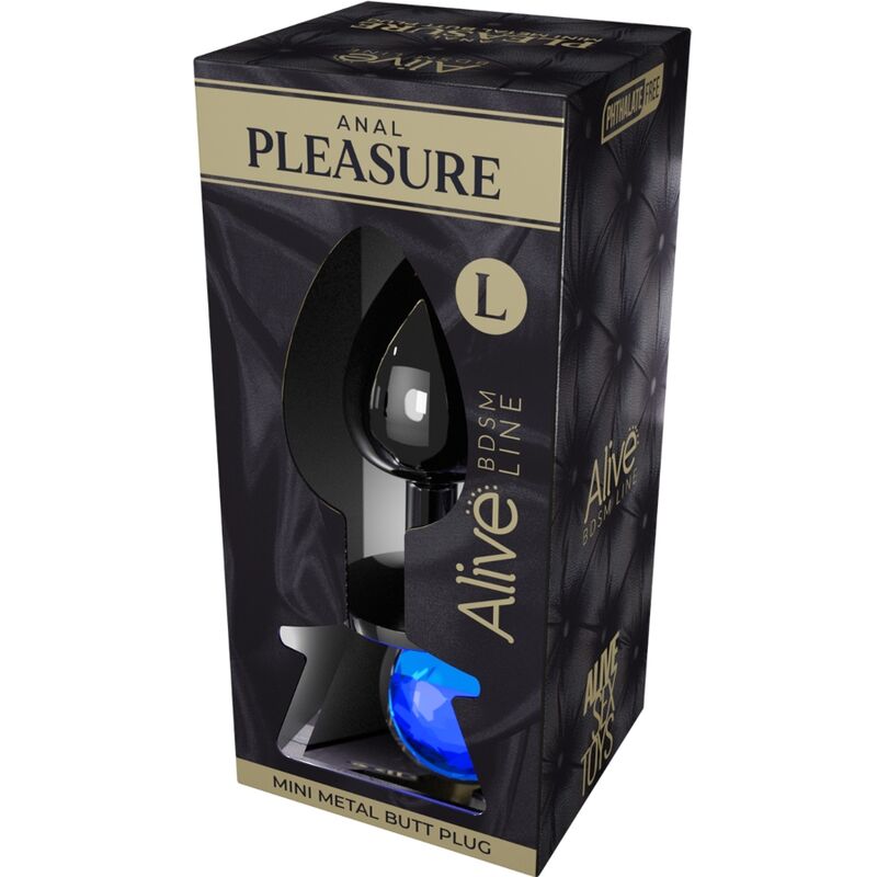 ALIVE - ANAL PLEASURE MINI PLUG METAL BLUE SIZE L - ToysByMonk
