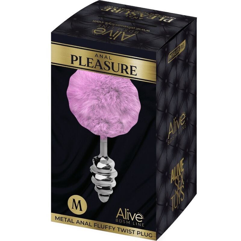 ALIVE - ANAL PLEASURE PLUG SPIRAL METAL FLUFFY VIOLET SIZE M - ToysByMonk