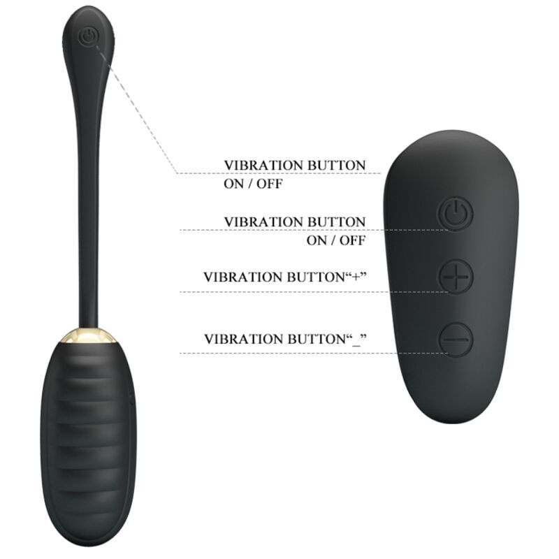 PRETTY LOVE - DOREEN LUXURY RECHARGEABLE VIBRATING EGG BLACK - ToysByMonk