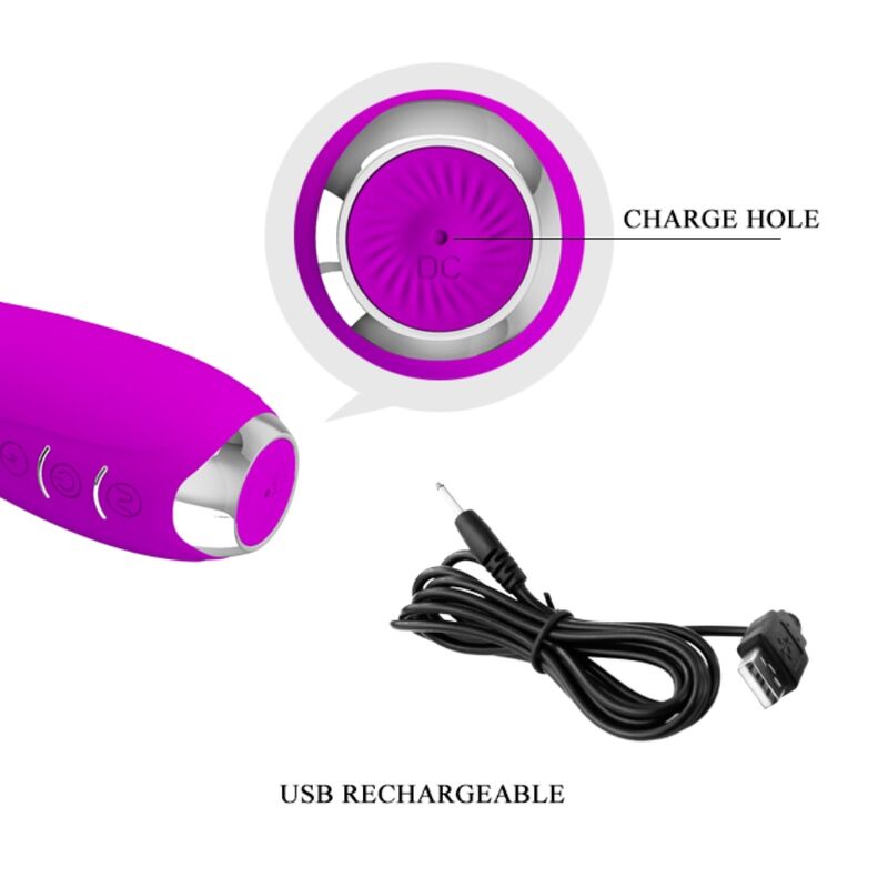 PRETTY LOVE - HECTOR RECHARGEABLE ELECTROSHOCK VIBRATOR WATERPROOF PURPLE - ToysByMonk