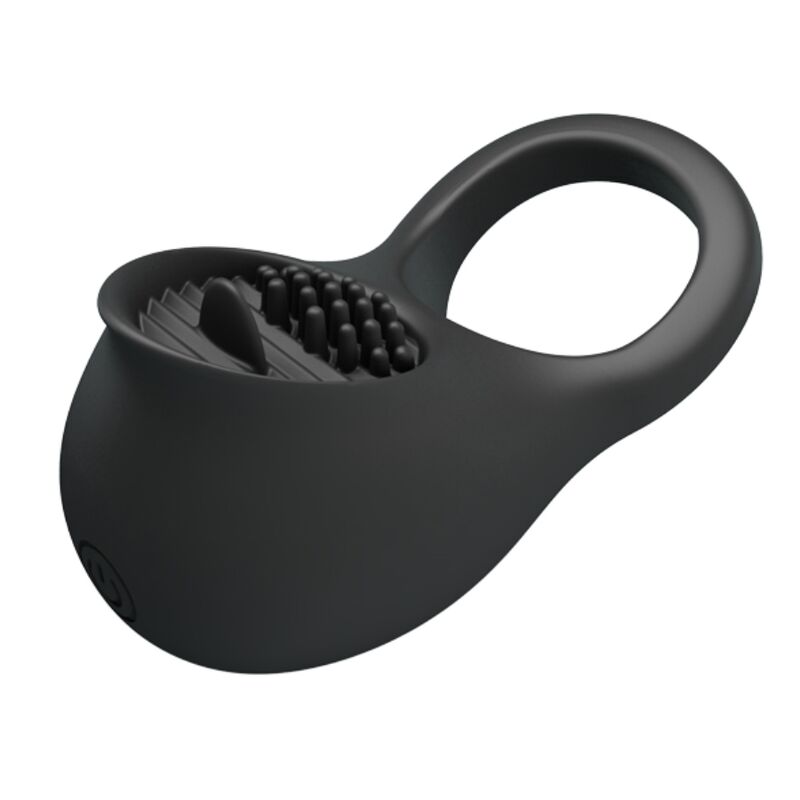 PRETTY LOVE - VIBRATING PENIS RING WITH BLACK TONGUE - ToysByMonk