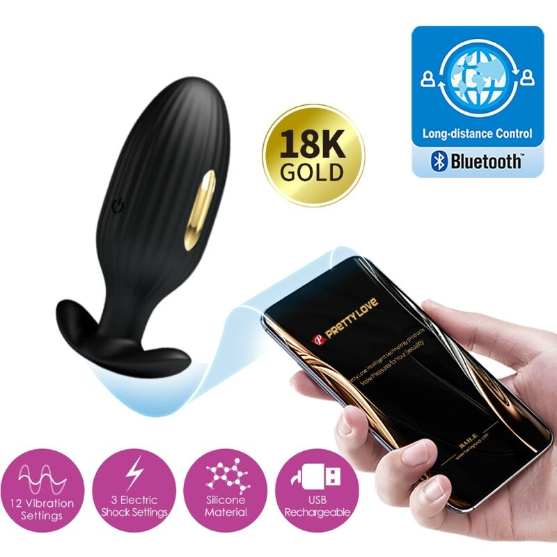 PRETTY LOVE - JEFFERSON APP CONTROLLED ANAL PLUG BLACK - ToysByMonk
