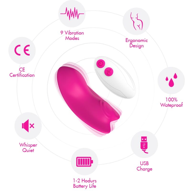 ARMONY - BUTTERFLY WEARABLE PANTIES VIBRATOR REMOTE CONTROL PINK - ToysByMonk