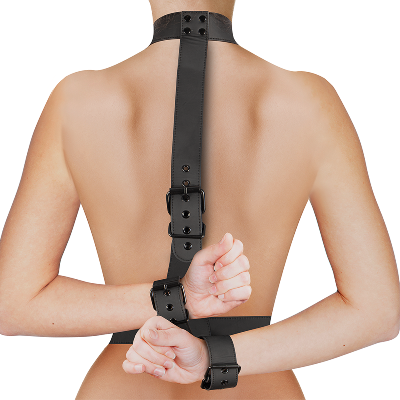 FETISH SUBMISSIVE BONDAGE - COLLAR & WRIST CUFFS BODY RESTRAINT SET FETISH SUBMISSIVE BONDAGE