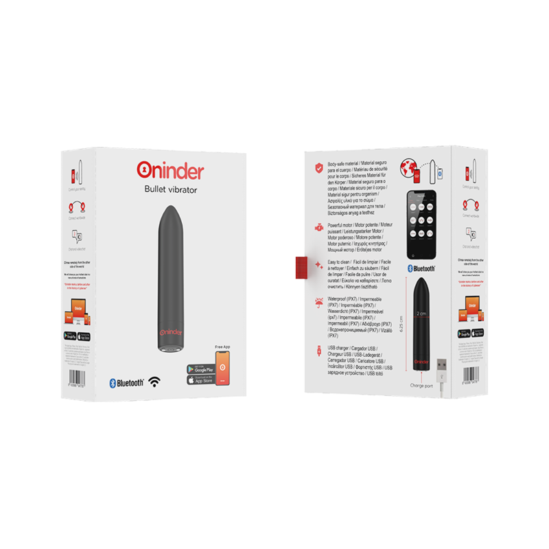 ONINDER - BERLIN BULLET VIBRATOR BLACK 9 MODES 8.5 X 2 CM - FREE APP ONINDER