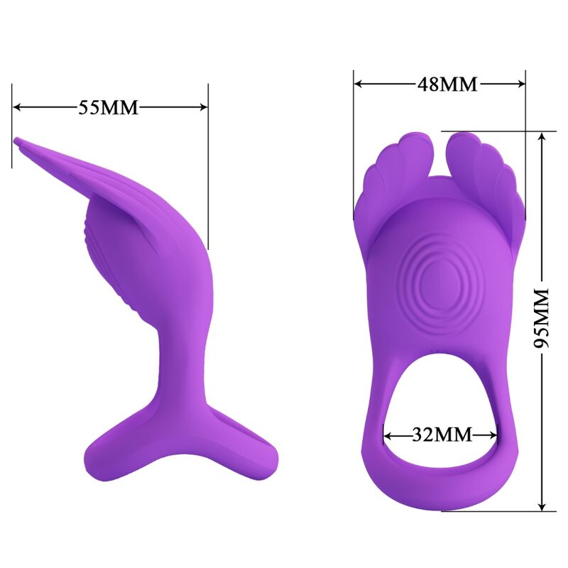 PRETTY LOVE - SILAS VIBRANT PENIS RING 7 VIBRATIONS PURPLE SILICONE - ToysByMonk