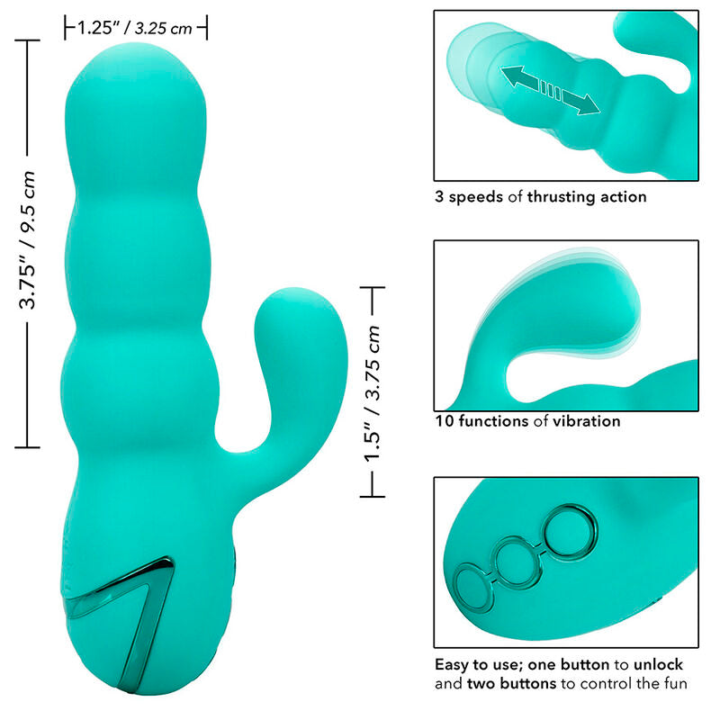 CALEXOTICS - DEL MAR DIVA VIBRATOR RABBIR AQUA GREEN BY CALIFORNIA DREAMING - ToysByMonk