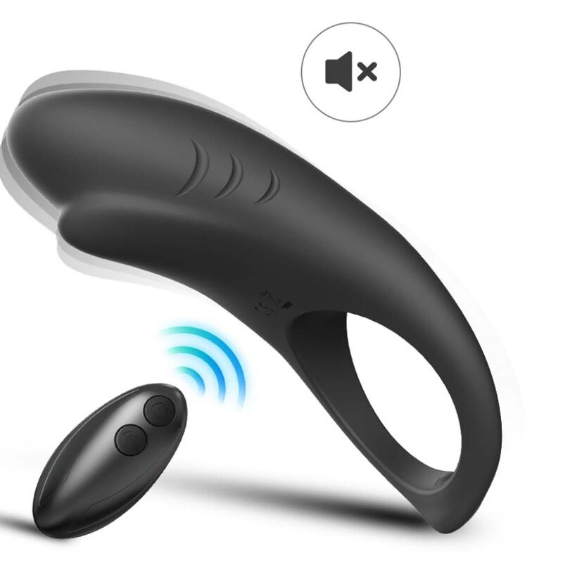 ARMONY - SHARK VIBRATOR RING FOR COUPLES REMOTE CONTROL BLACK - ToysByMonk