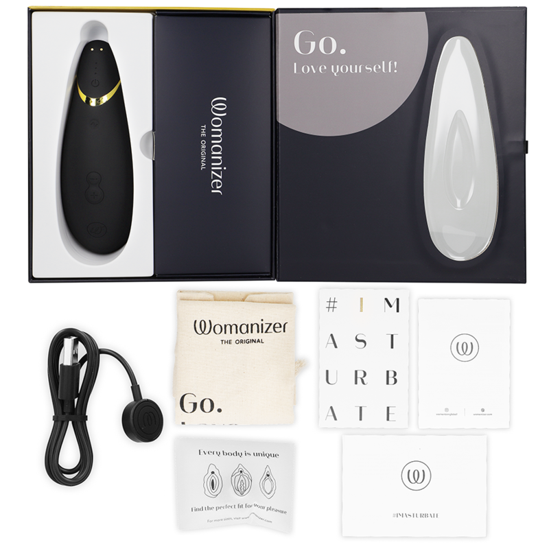 WOMANIZER - PREMIUM 2 CLITORAL STIMULATOR BLACK - ToysByMonk
