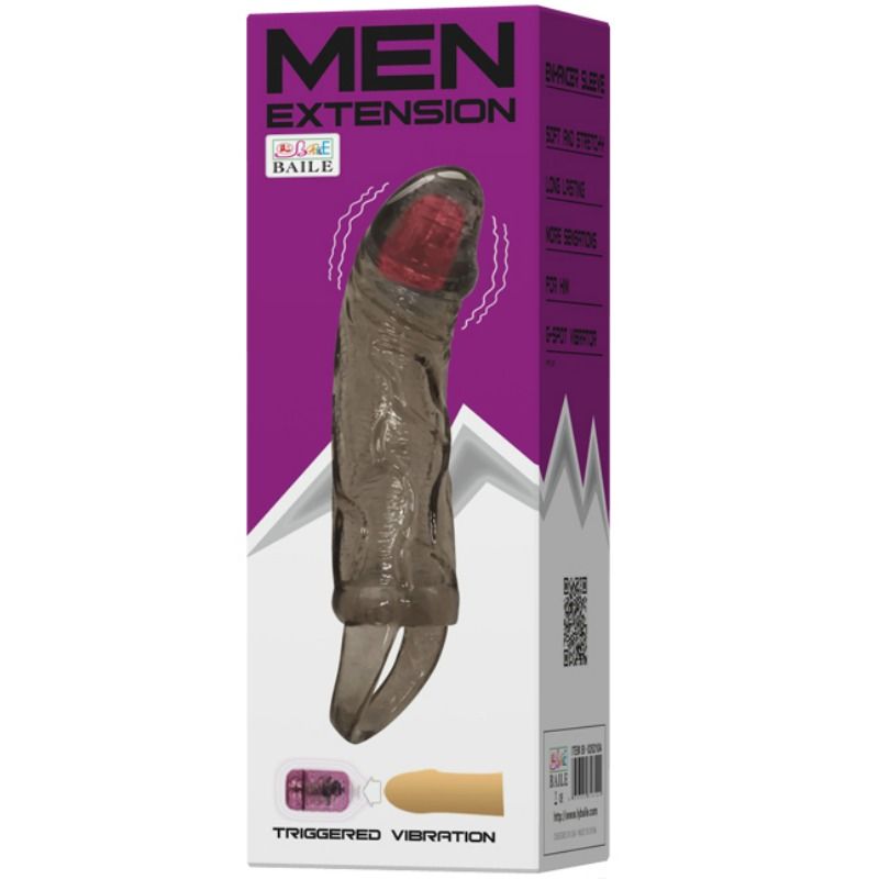BAILE - PENIS EXTENDER SHEATH WITH VIBRATION AND STRAP FOR TESTICLES 13.5 CM BAILE FOR HIM